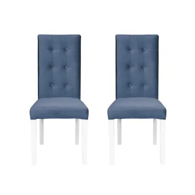 Set 2 scaune living TEO LUX, picioare lemn alb, stofa albastru deschis, 46x60x98 cm