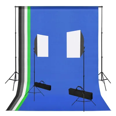 vidaXL Kit studio foto cu lumini modelatoare și fundaluri