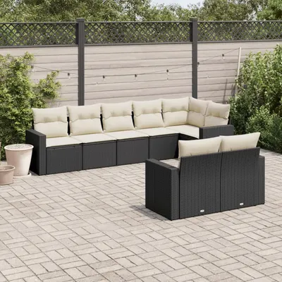 Gossi set mobilier de gradina cu perne, 8 piese, negru, poliratan