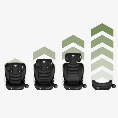 Scaun auto copii 2in1 I-Size Tulano Joy 20 Black 100-150 cm cu spatar detasabil,certificat ECE R129,suport pahar si 2 parasolare incluse,tetiera reglabila 13 pozitii distincte