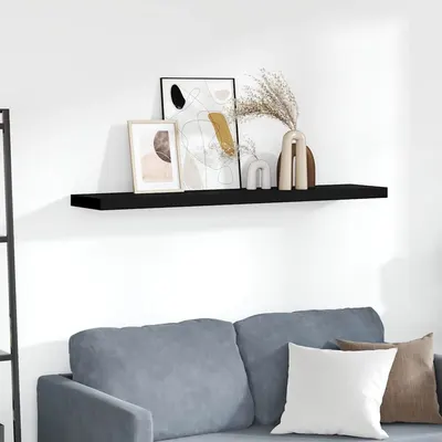 vidaXL Raft de perete suspendat, negru, 120x23,5x3,8 cm, MDF