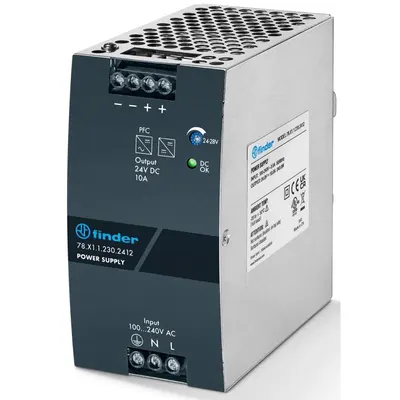 Sursa de alimentare modulara, Finder 78.X1.1.230.2412, 100-240VCA, 10A, 240W, 24VCC