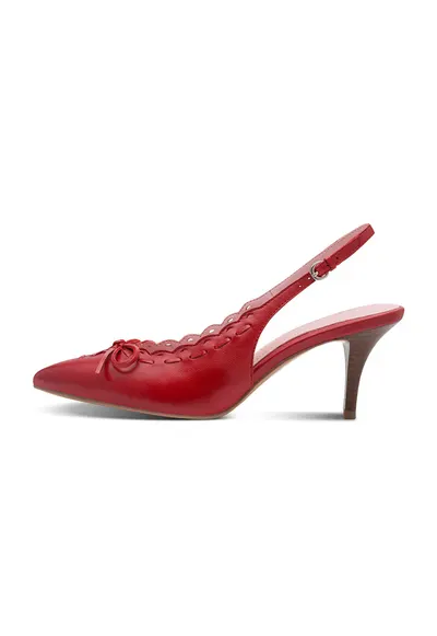 Pantofi slingback de piele cu toc inalt - Rosu vermillion