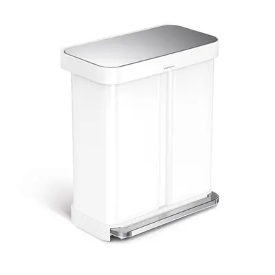 Coș de gunoi alb pentru reciclare/cu pedală 34+24 l din oțel Dual – simplehuman