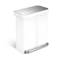 Coș de gunoi alb pentru reciclare/cu pedală 34+24 l din oțel Dual – simplehuman