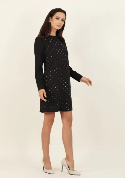 Rochie eleganta neagra cu croi in A si buzunare laterale