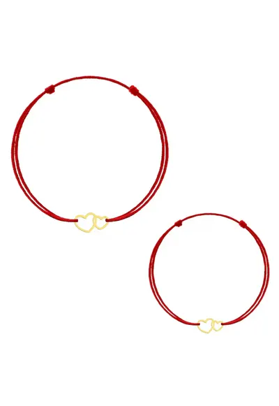Set Doua Bratari Kabbalah - Mama&Copil cu pandantiv din Aur-8K - Double Heart