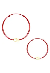 Set Doua Bratari Kabbalah - Mama&Copil cu pandantiv din Aur-8K - Double Heart
