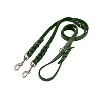 Lesa din piele fara cusaturi ajustabila cu 2 carabiniere - Verde