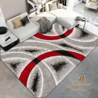 Covor 200x300cm pentru Dormitor si Living, Gri - Rosu