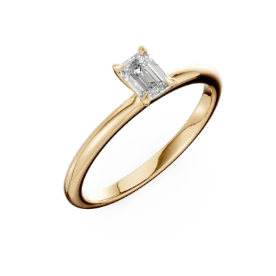 Inel de logodna din aur galben cu un diamant emerald solitaire de 0.4ct