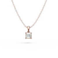 Lant cu pandantiv din aur roz cu diamant princess solitaire de 0.1ct