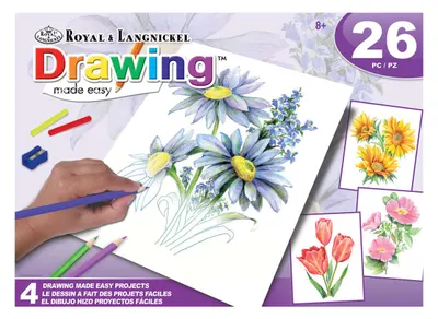 Set pentru desen cu creioane colorate Royal - 4 tablouri, 26 de părți, violet