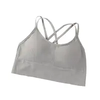 Bustiera pentru Sala, cu Bretele si Spate Gol, Fara Cusaturi, Model Push Up, Marime Universala, Gri, MIX14469