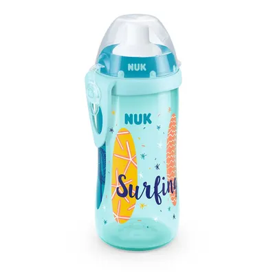 Sticluta cu pai din silicon Nuk Flexy Cup Beach Time 300 ml 18 luni +