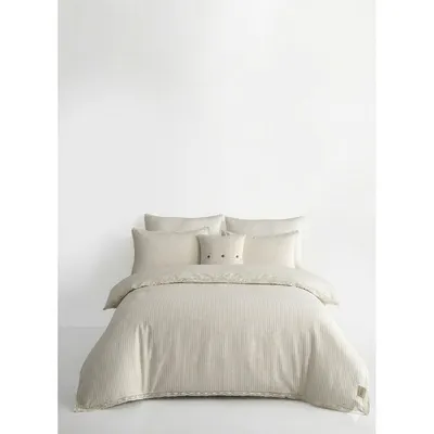 Lenjerie de pat albă din bumbac ranforcé pentru pat de o persoană 140x200 cm Waffle Striped – Mila Home Luxury