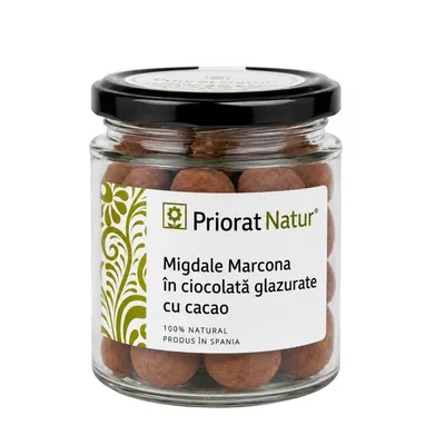 Migdale Marcona în ciocolată glazurate cu cacao 140g