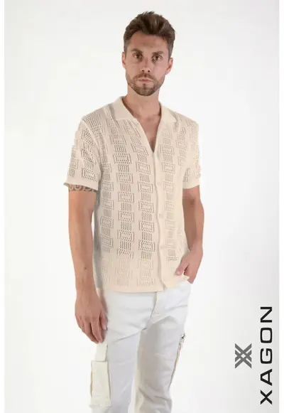Camasa regular fit cu perforatii cu inchidere prin nasturi - Bej