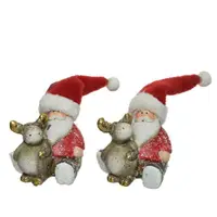 Figurina decorativa - Santa with Deer - Red and Brown - mai multe modele