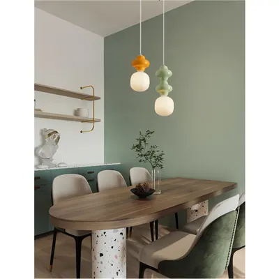 Lampa suspendata CLIO Mat Alb Metal Baza Portocaliu Ceramic & Acid Opal Sticla LED E14 1x5 Wat 220-240Volt IP20 Fara bec