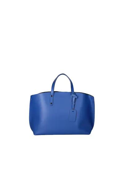 Geanta de piele cu bareta si etui interior detasabil - Albastru royal