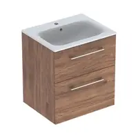 Set dulap baie cu lavoar incastrat Geberit Selnova Square, 60 cm, nuc inchis