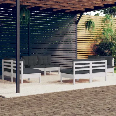 Gossi set mobilier de gradina cu perne, 8 piese, antracit, lemn pin