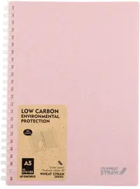 Caiet cu spirală Sworld Wheat Straw - A5, 60 de file, roz