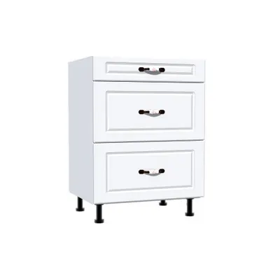 Corp inferior 60 cu 3 sertare metalice pentru greutate Zebra MDF alb