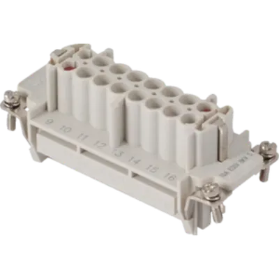 Insert pentru conector Mama - 77X27 - 6P + 2P (AUX) + E 16A 830V / 8kV / 3 - SPRING TERMINAL - GRI
