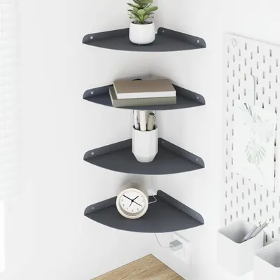vidaXL Raft Suspendat pentru Colț 4 buc. Antracit 24 x 24 x 2,3 cm