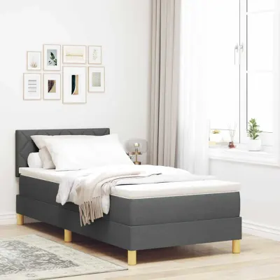 vidaXL Pat cu arcuri cu pernă Manual Gri închis 100 x 200 cm țesătură