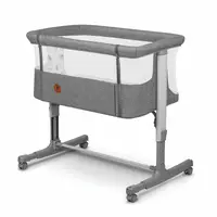 Patut co-sleeper 3 in 1 Lionelo Aurora cu leganare si setare unghiulara gri, saltea, geanta transport, reglabil in 5 pozitii pe inaltime, greutate suportata 9 kg, 85x60x66 cm