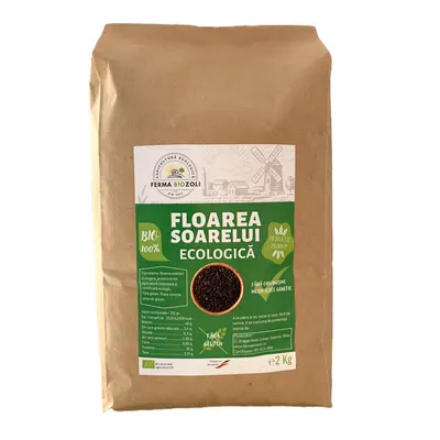 Seminte de floarea soarelui nedecorticata, bio, 2kg, Ferma BioZoli