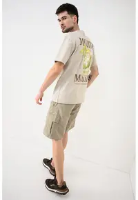 Tricou din bumbac organic cu imprimeu Fred - Verde mar/Grej