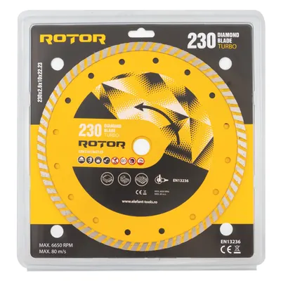 Disc diamantat turbo ROTOR 230x2.6x10x22.23 mm pentru beton armat