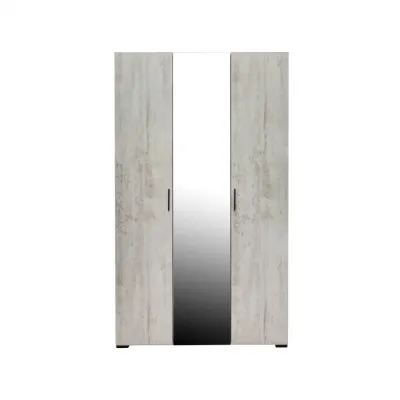 Dulap ECONO, oglinzi, 3 usi, 4 rafturi, bara de haine, pin antichizat, 120x50x206 cm
