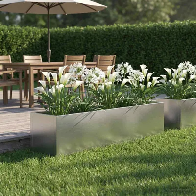 vidaXL Vază pentru Grădină Argintiu 80 x 20 x 20 cm Oţel inoxidabil