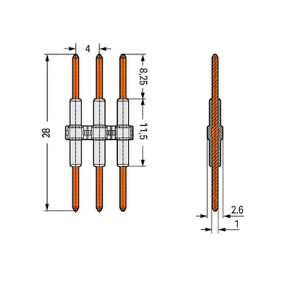 Board-to-Board Link; Pin spacing 4 mm; 4-pole; Length: 28 mm; white