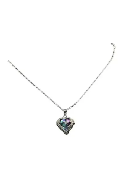 Colier Heart Of Amethyst - pandantiv inima cu cristal ametist - 40cm+4cm