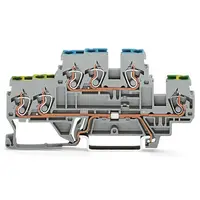 3-conductor, double-deck terminal block; for DIN-rail 35 x 15 and 35 x 7.5; 2.5 mm²; CAGE CLAMP®; 2,50 mm²; gray