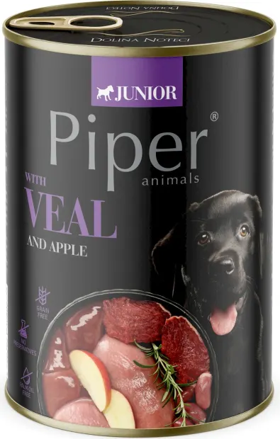 Conserva pentru caini Piper Junior cu vitel mere 400 gr