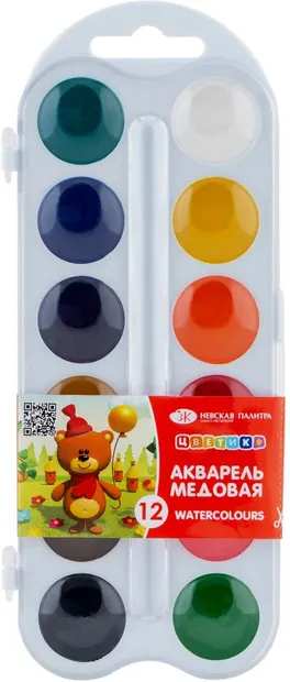 Vopsele de acuarelă Paleta Nevskaya Floare - 12 culori, cupru