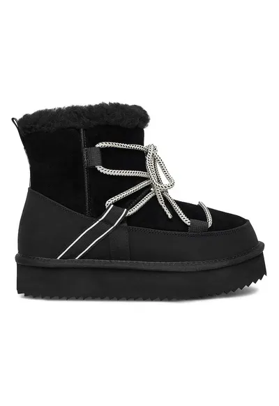 Cizme dama - piele naturala - negru - material sintetic