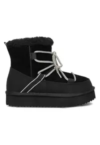 Cizme dama - piele naturala - negru - material sintetic -