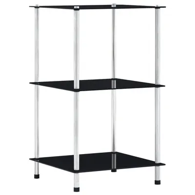 Gossi raft cu 3 niveluri, negru, 40 x 40 x 67 cm, sticla securizata