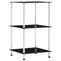 Gossi raft cu 3 niveluri, negru, 40 x 40 x 67 cm, sticla securizata