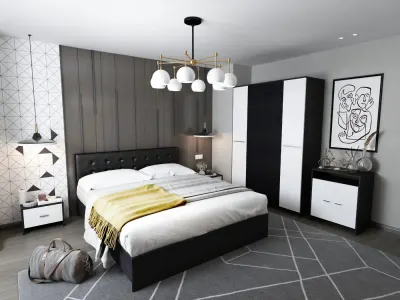 Set Mobila Dormitor Mario 4U tapitat wenge