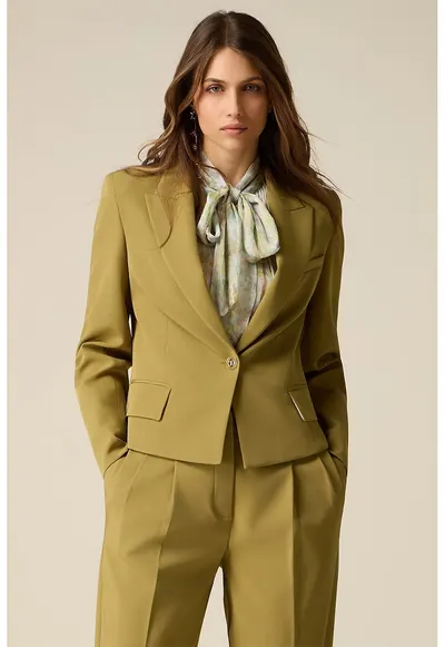 Sacou slim-fit cu model uni - Verde sparanghel