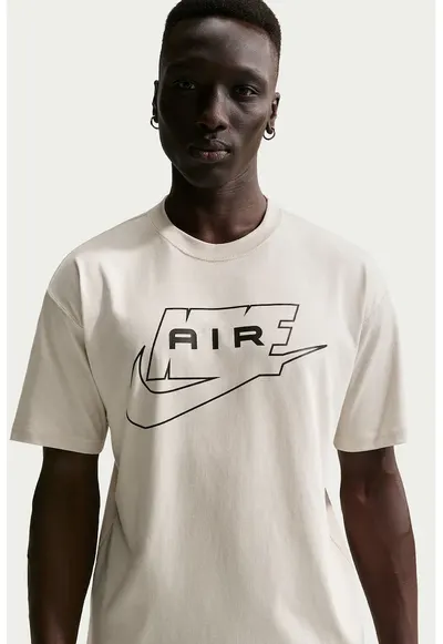 Tricou lejer cu imprimeu logo pe piept - Crem